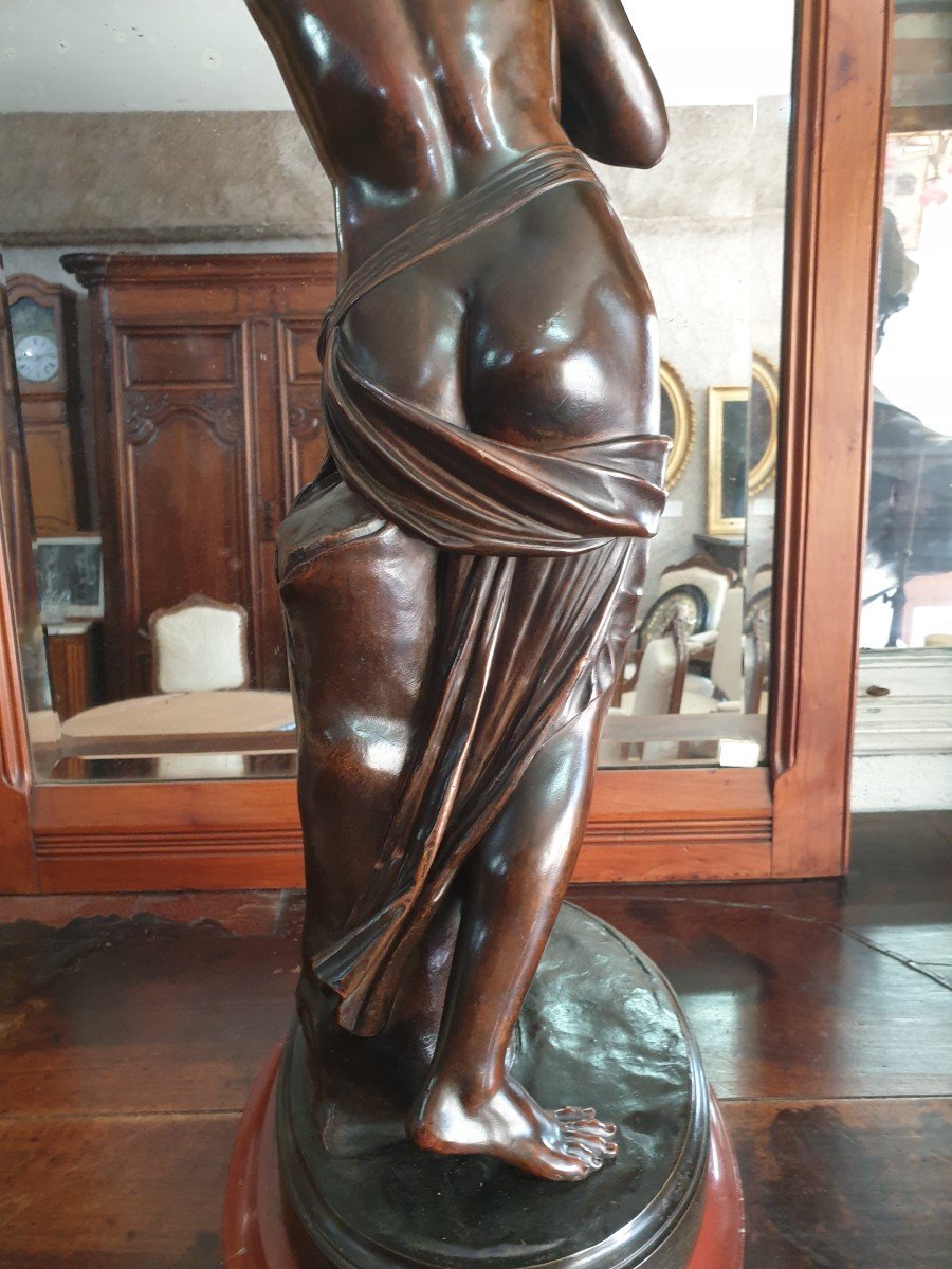Sujet En Bronze Représentant "la Bacchante Au Petit Faune" Modèle De Jean-joseph Foucou -photo-1