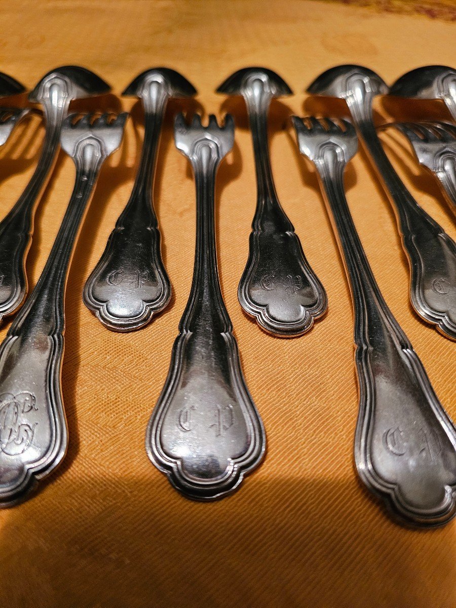 6 Spoons And 7 Forks In Silver Minerva Hallmark Weight 1117 Grams -photo-4