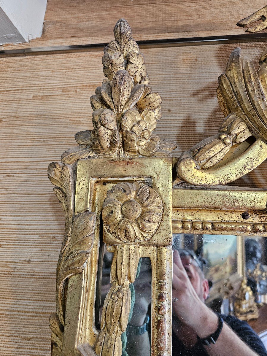 Louis XVI Period Mirror With Parecloses In Carved And Gilded Wood-photo-6