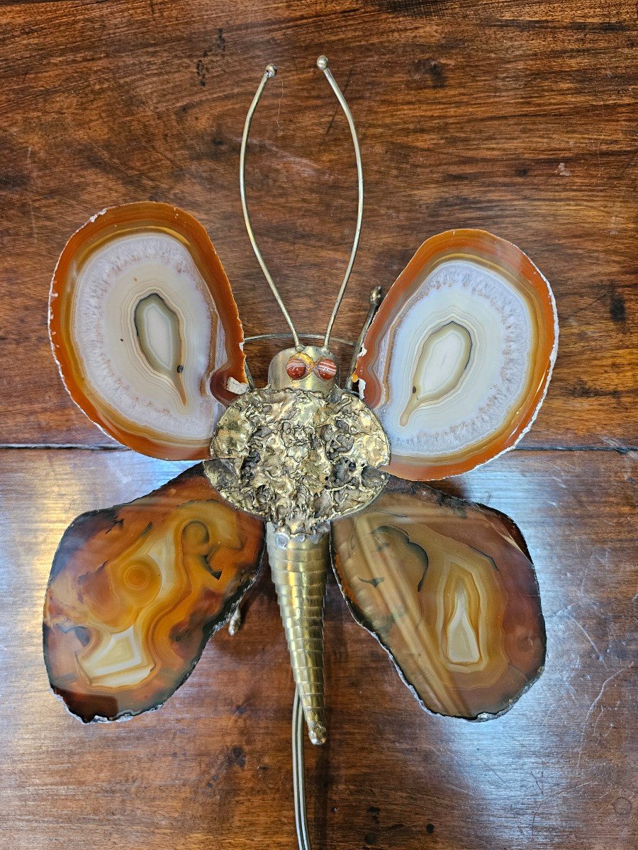 Applique Papillon Avec Les Ailes En Agate Dans Le Goût De Duval Brasseur Isabelle Faure -photo-3