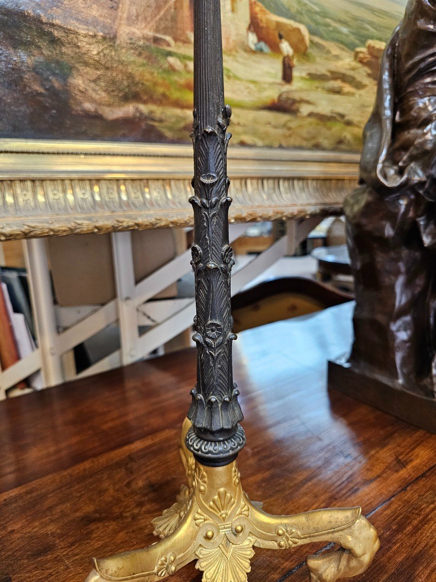 Pair Of Bronze Candelabra With Dark And Gilded Patina From The Napoleon III Period -photo-5