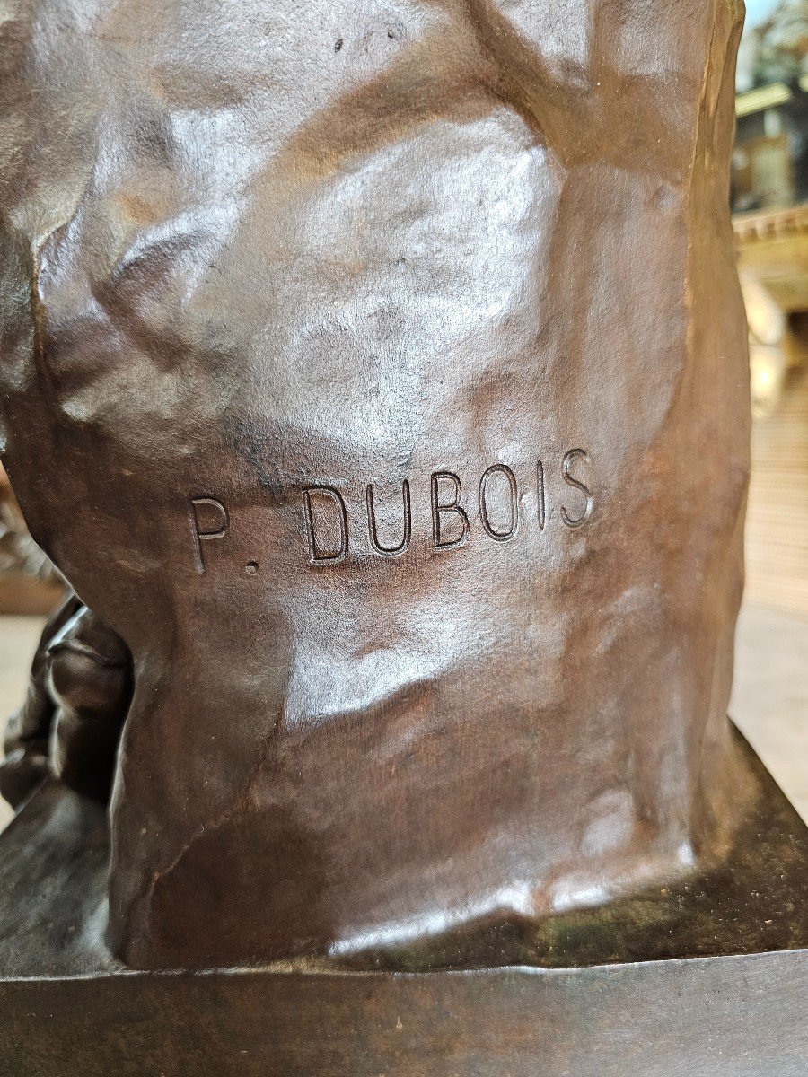 Bronze Signed Paul Dubois Entitled Prayer, Barbedienne Founder -photo-3