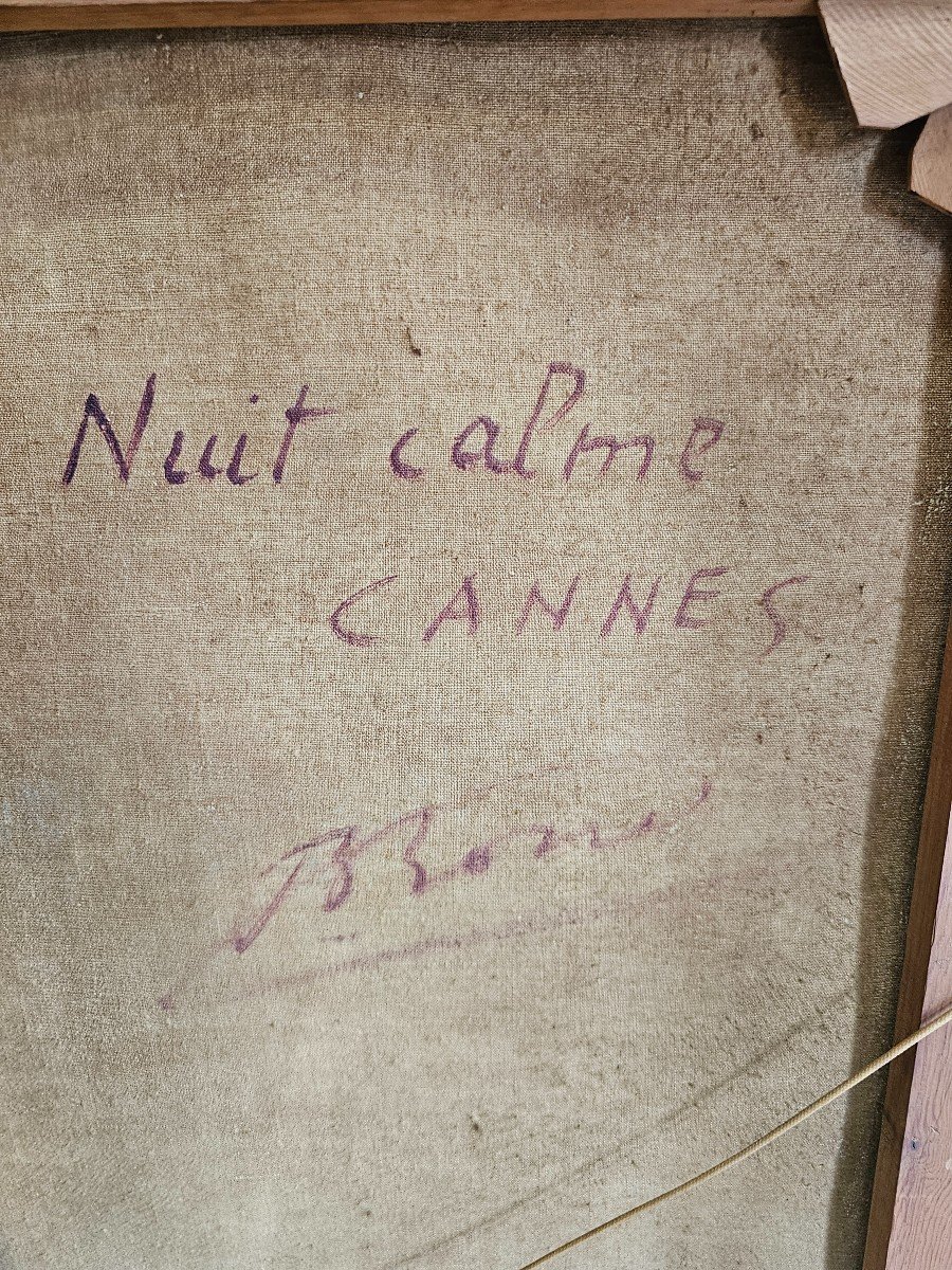 Important Tableau Encadré Signé P Bono Et Intitulé Au Revers Nuit Calme Cannes-photo-1