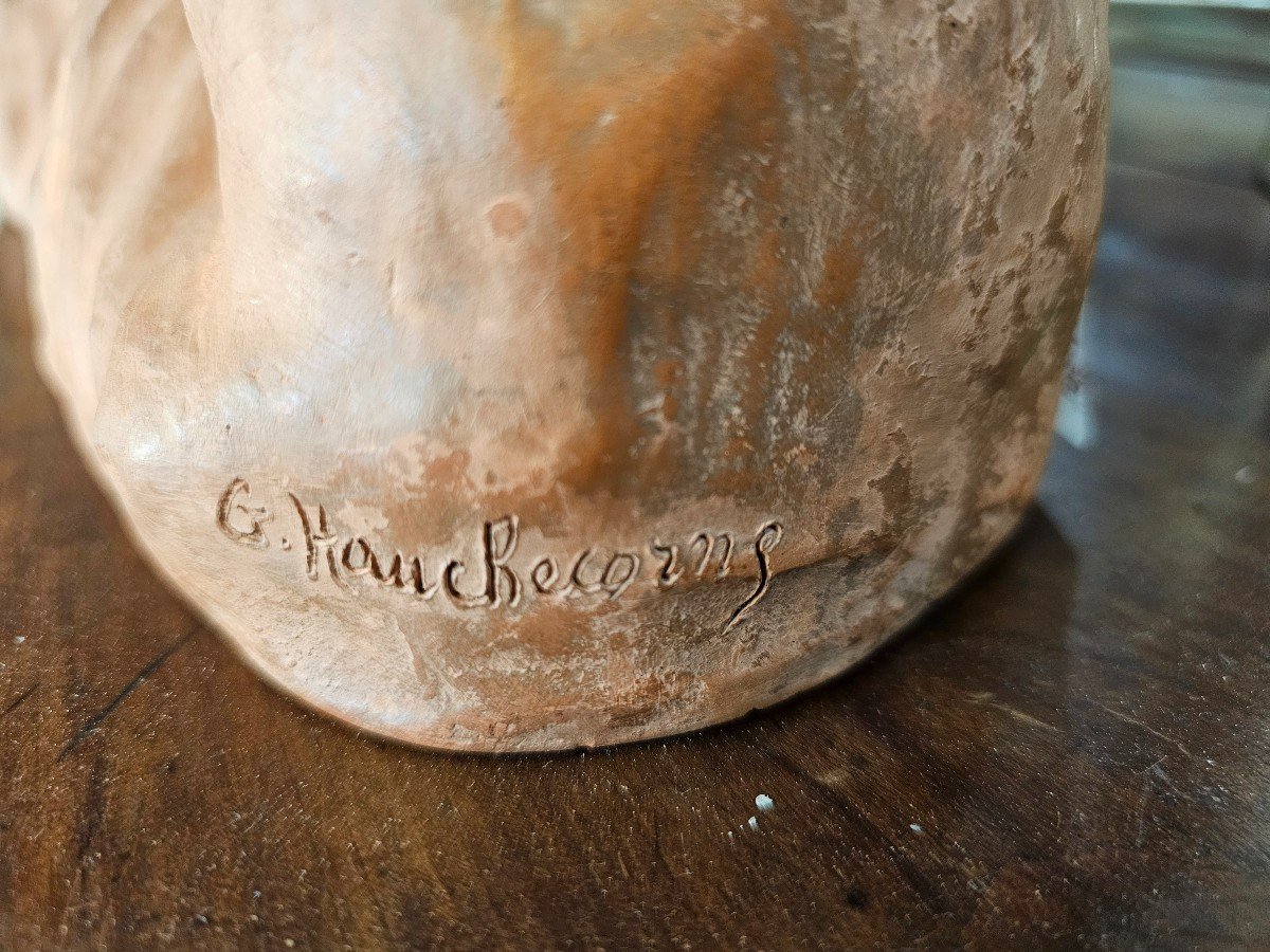 Important Terracotta Signed Gaston Hauchecorne-photo-3