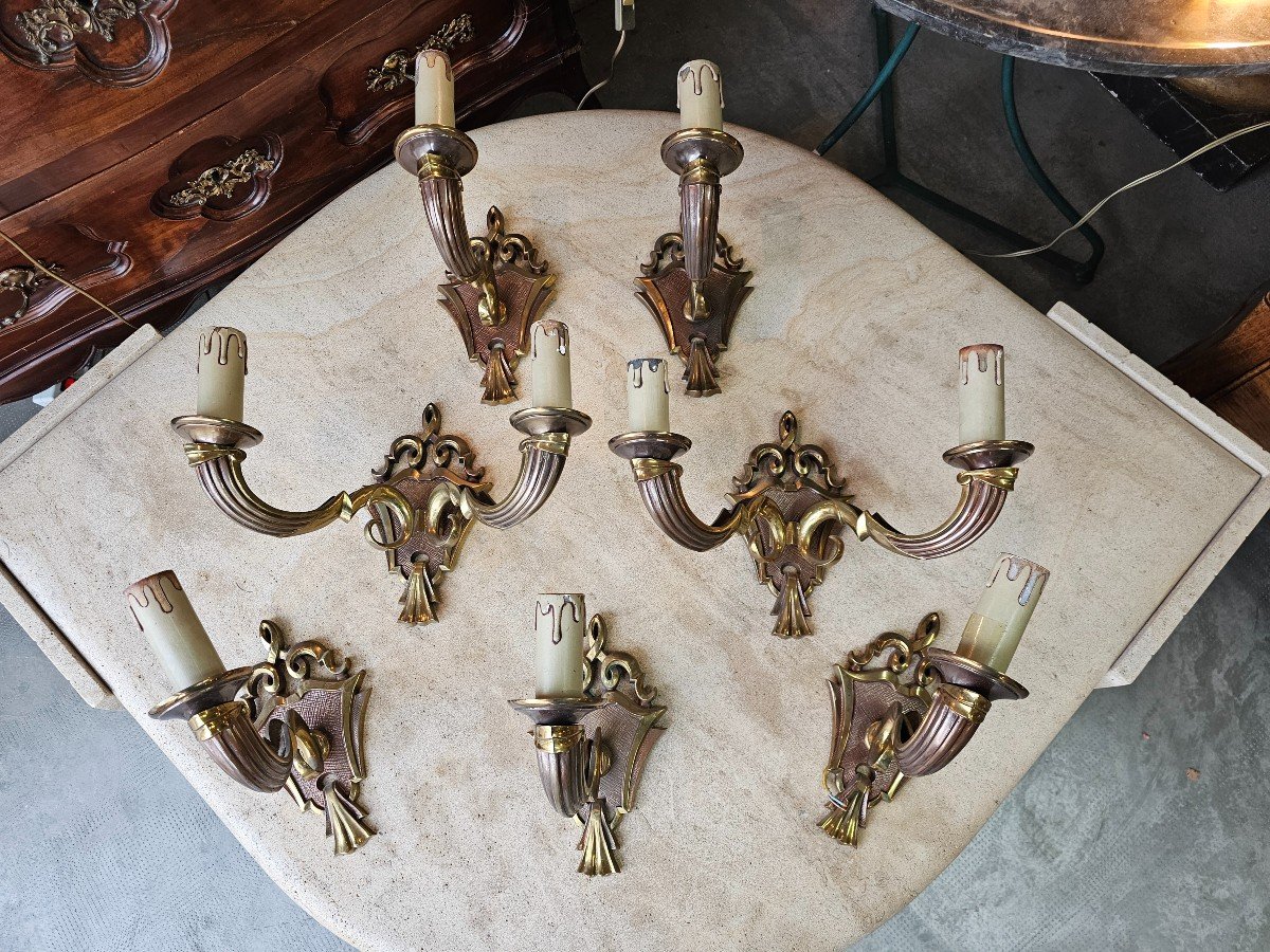 Set Of 7 40s Style Wall Lights