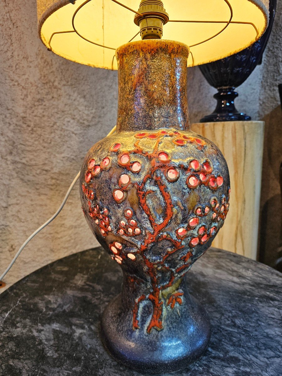 Importante Lampe En Céramique Ajourée Modèle Corail,  Accolay -photo-2