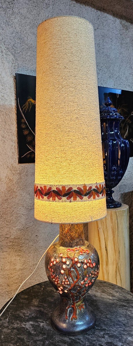 Importante Lampe En Céramique Ajourée Modèle Corail,  Accolay 