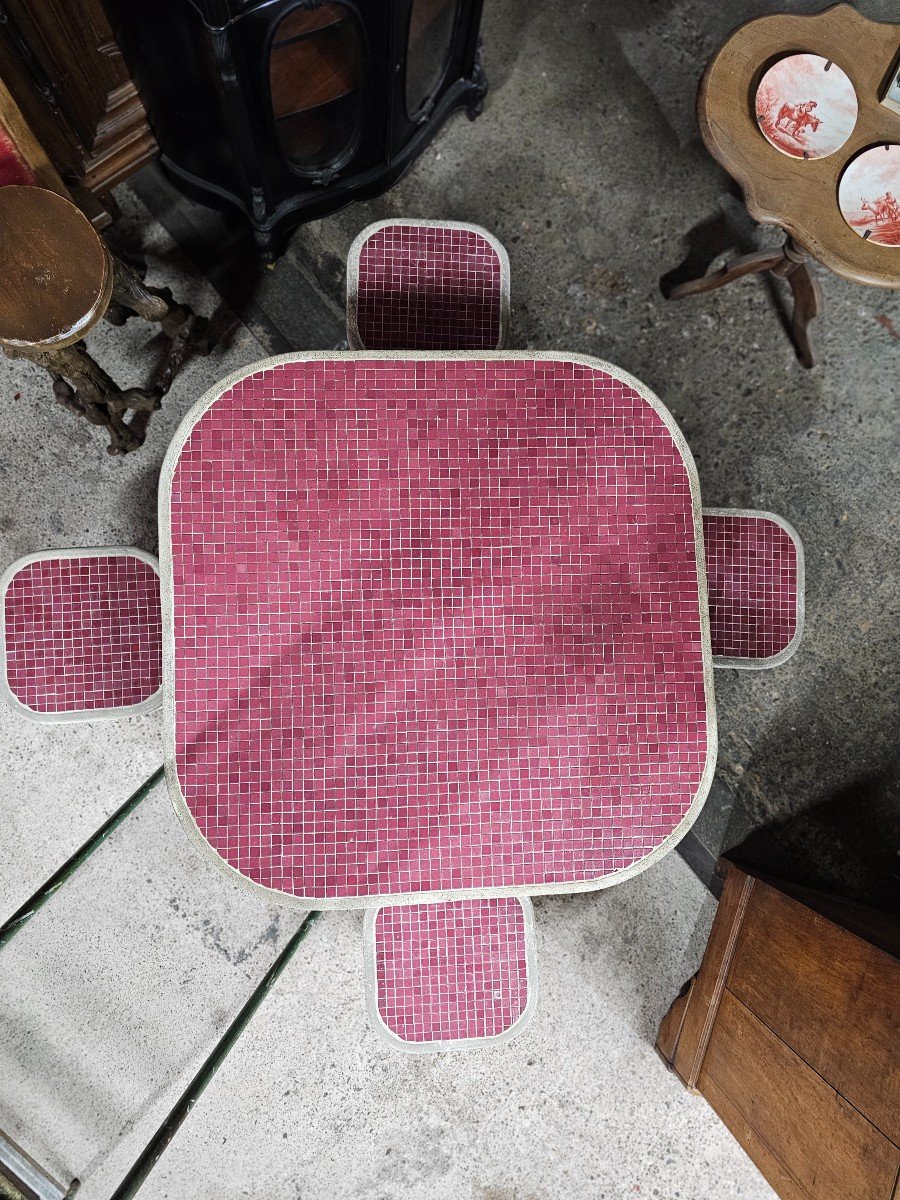 Garden Furniture, Table And Four Stools -photo-3