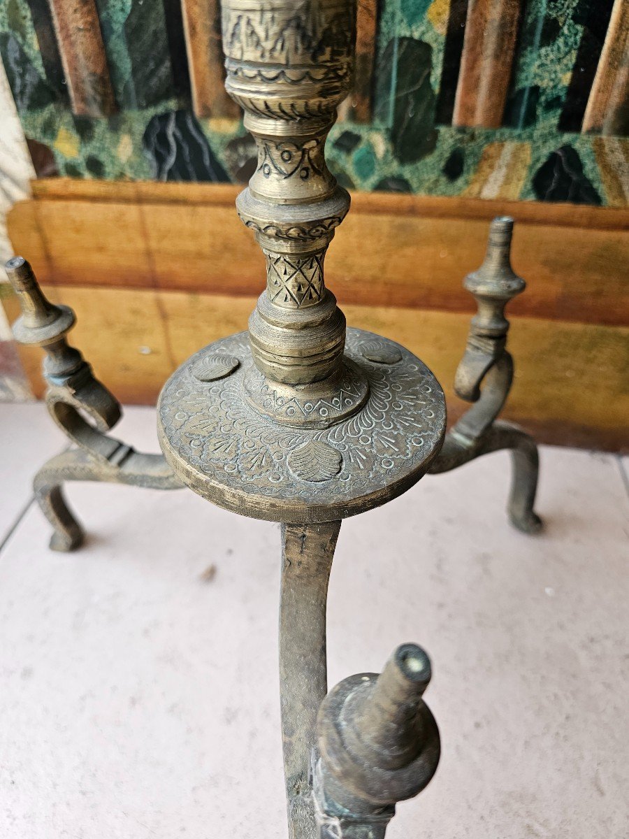 Menorah Or Jewish Candlestick With 7 Arms, On Stand. Bronze -photo-3