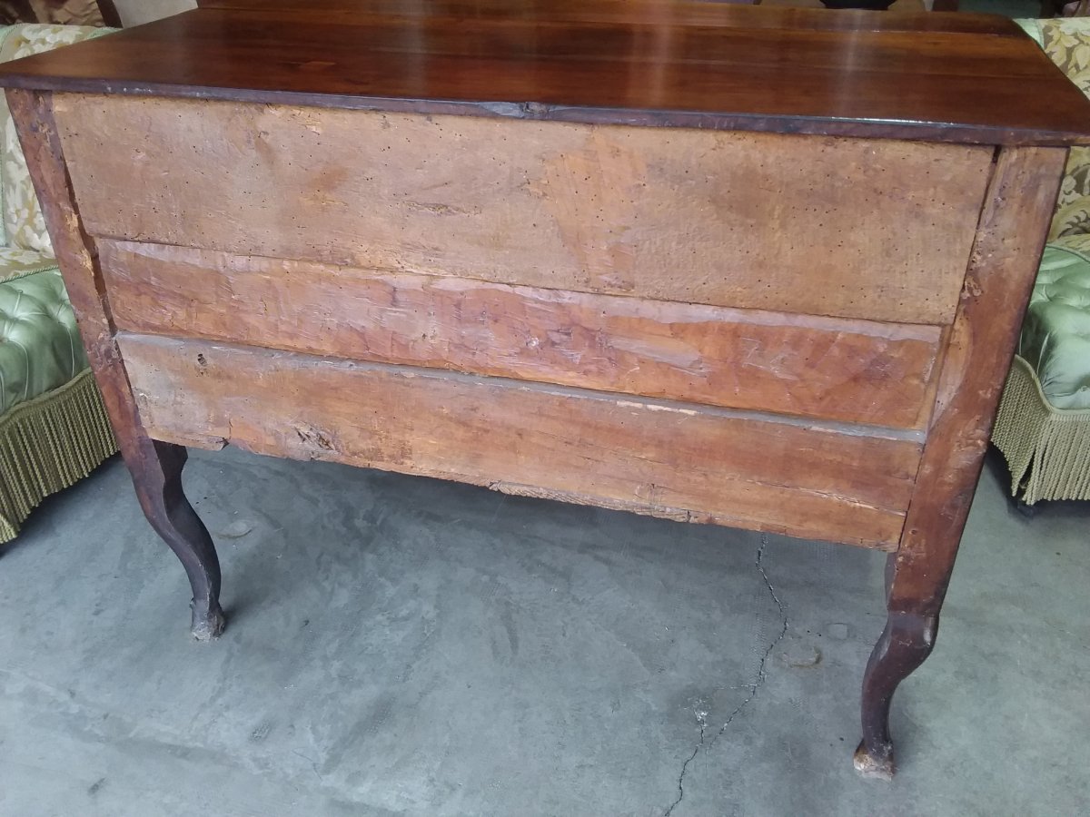 Curved Sauteuse Commode In Front, Louis XV Louis XVI Transition In Walnut Eighteenth Time-photo-5