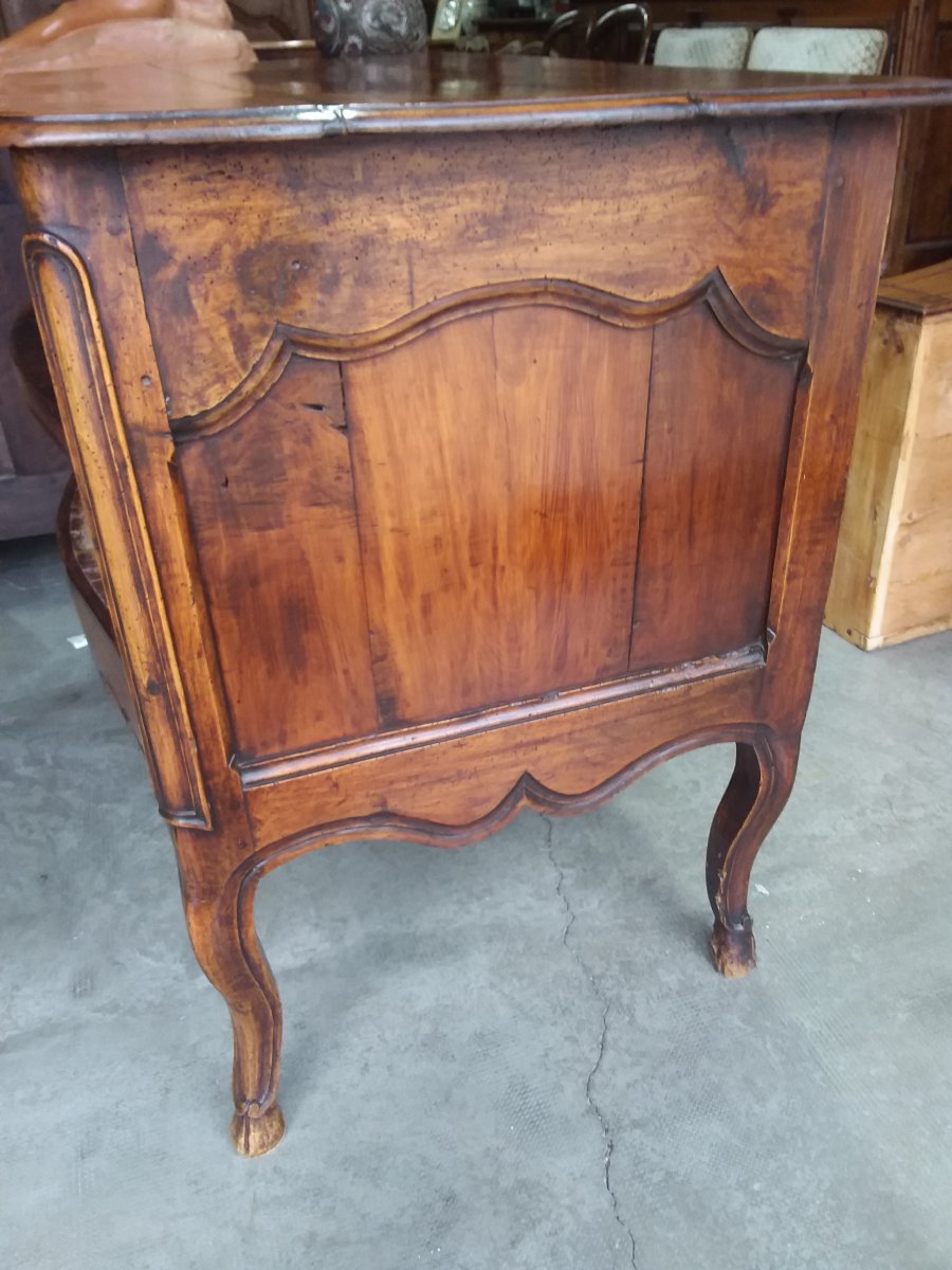 Curved Sauteuse Commode In Front, Louis XV Louis XVI Transition In Walnut Eighteenth Time-photo-6