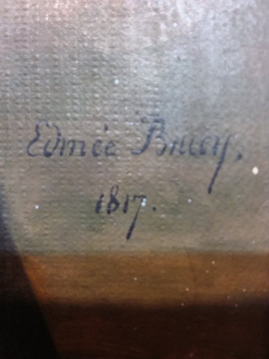 Tableau Portrait d'Un Jeune Homme Au Noeud Blanc Signé Edmée Brucy Et Daté 1817-photo-3