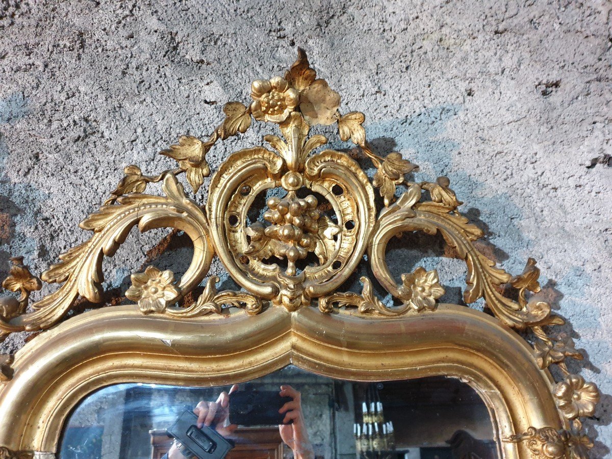 Miroir Napoléon III En Bois Stuqué Doré -photo-4