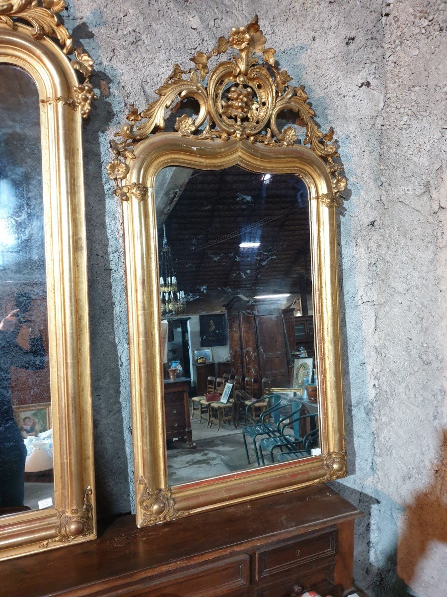 Miroir Napoléon III En Bois Stuqué Doré 