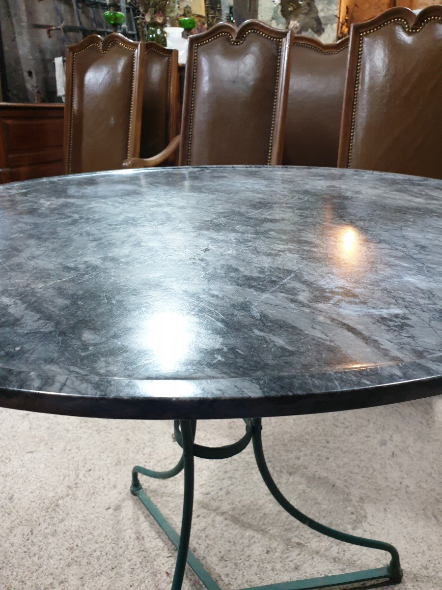 Pedestal Table Marble Top Bowl Metal Base-photo-2