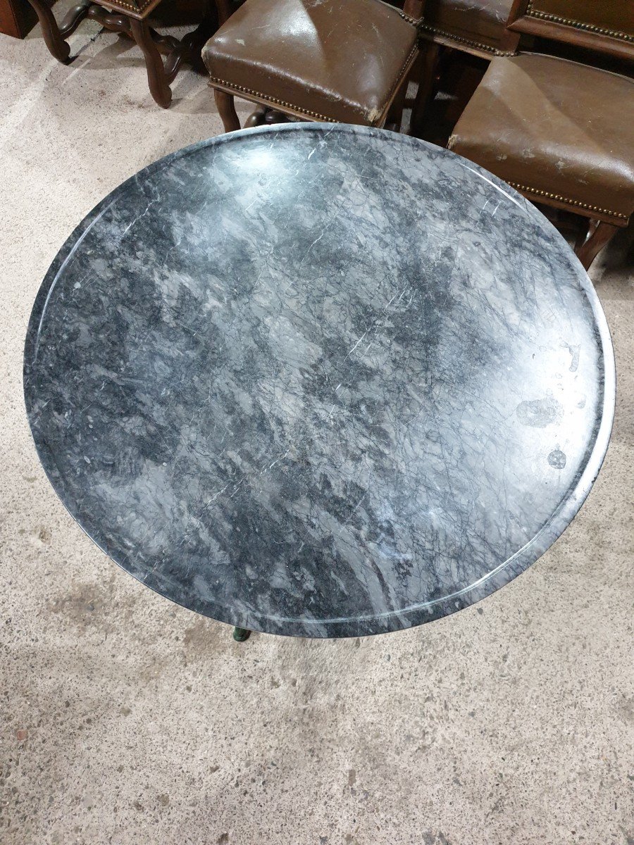 Pedestal Table Marble Top Bowl Metal Base-photo-3