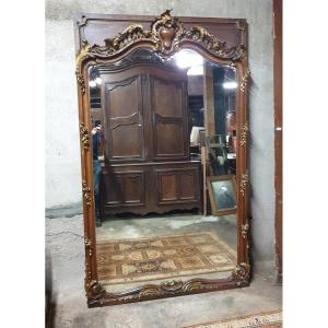 Important Rockery Mirror In Waxed And Gilded Wood