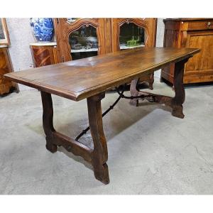 Spanish Table In Oak And Wrought Iron