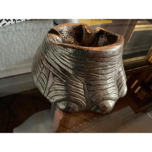 Cendrier En Bronze Argenté Pied d'éléphant 