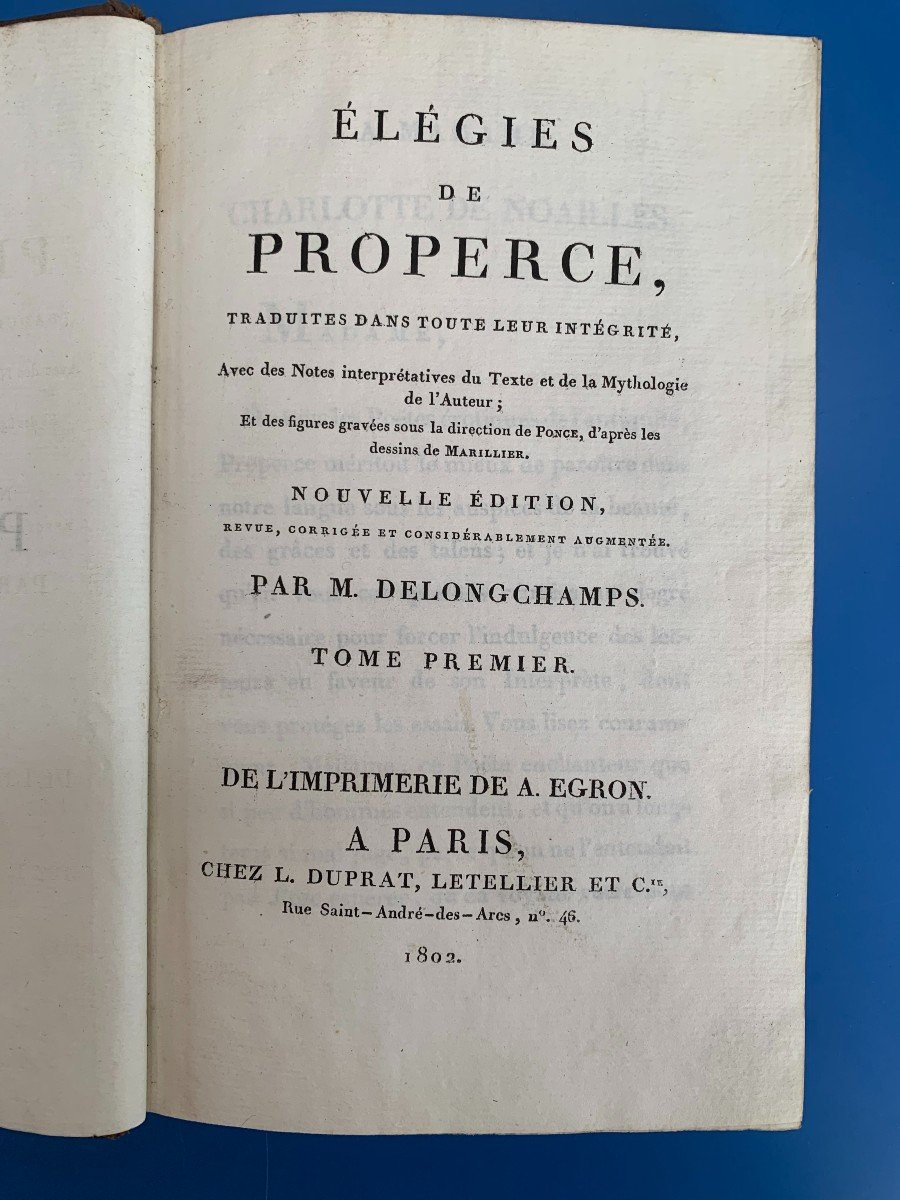 élégies De Properce Par Delongchamps, 1802, 2 Volumes -photo-3