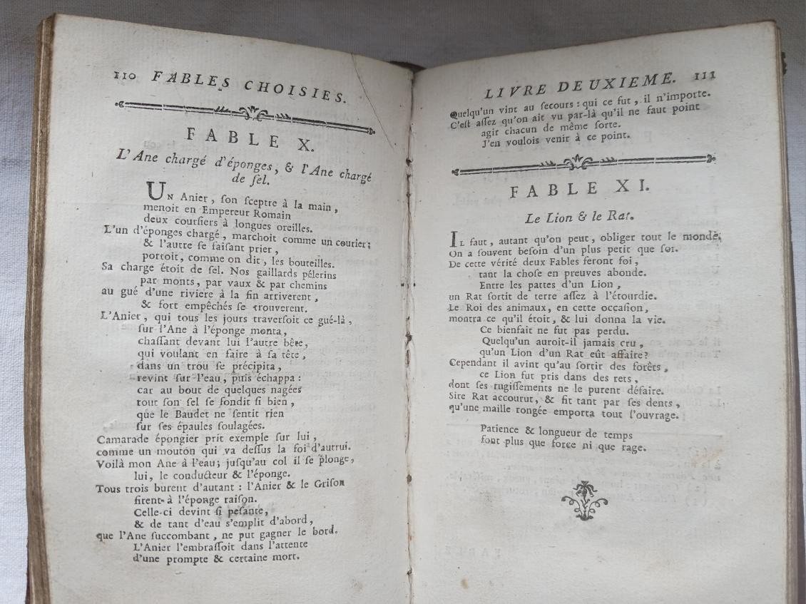 Proantic: Fables Par M. De La Fontaine 1779 2 Volumes