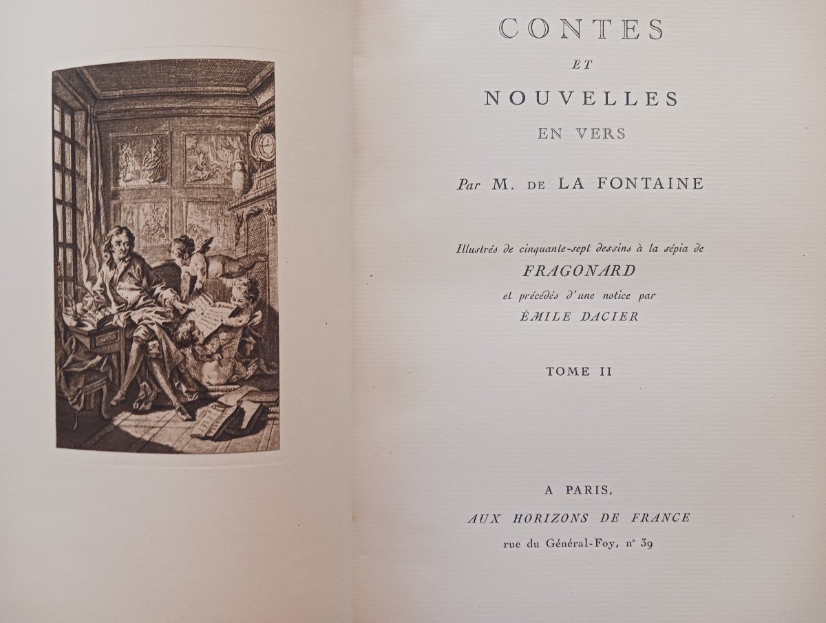 Contes Et Nouvelles En Vers De M . De La Fontaine   80 Euros-photo-2