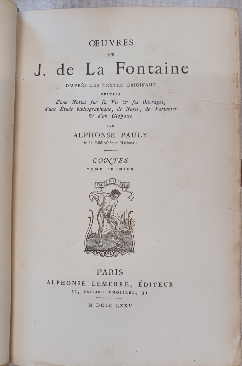 Works Of Jean De La Fontaine By Alphonse Pauly 300 Euros-photo-1