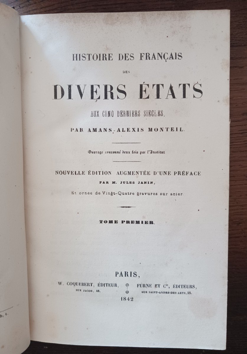 Histoire Des Français Des Divers états Aux Cinq Derniers Siècles  /1842 / 120 Euros-photo-2