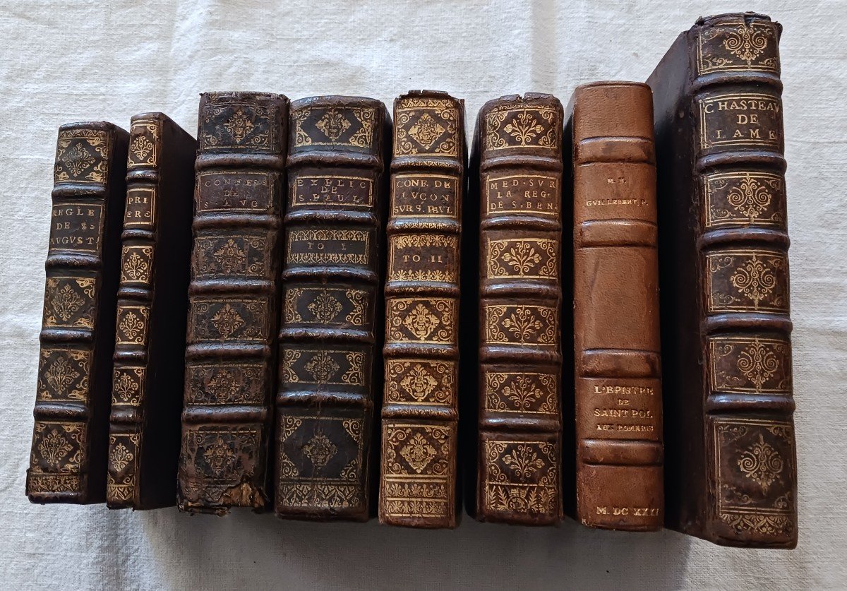 Set Of 8 Religious Books From The 17th Century