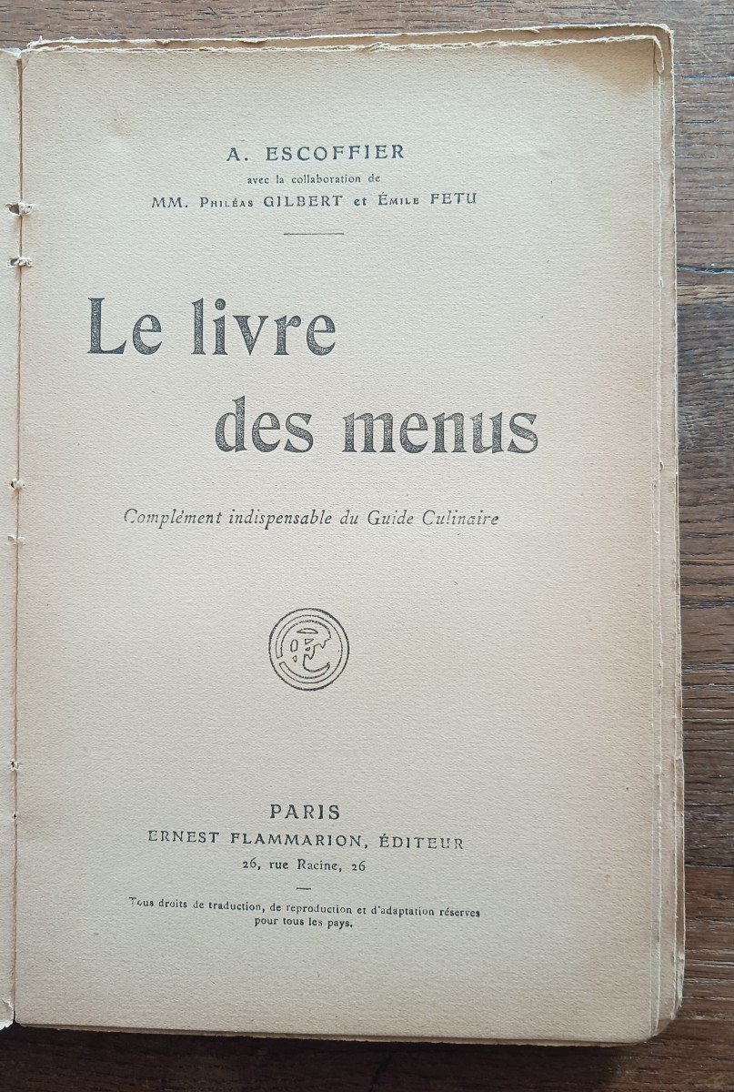 Le Livre Des Menus Par Escoffier