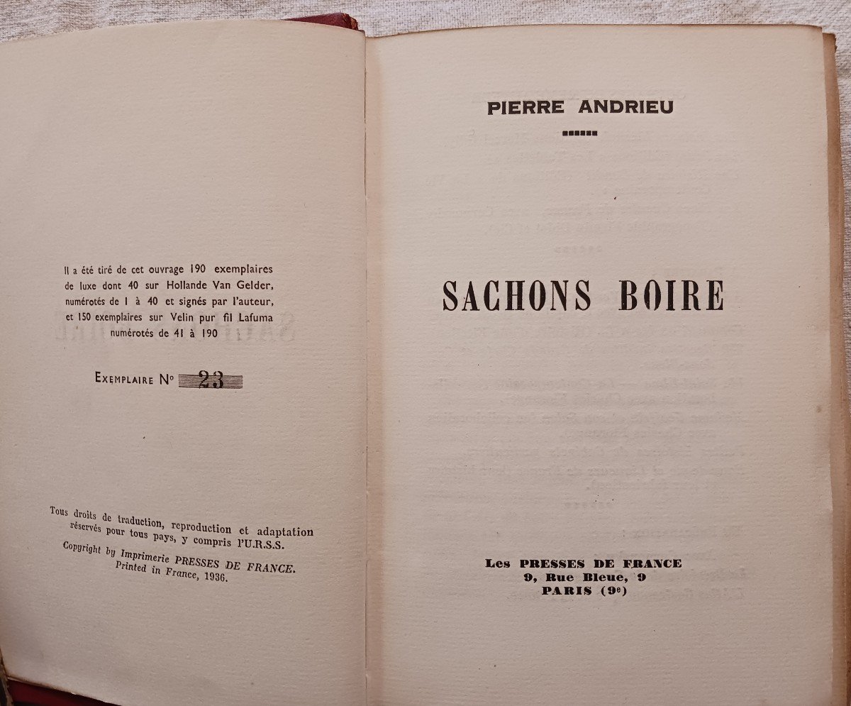 Sachons Boire Par Pierre Andrieu   /  1936-photo-3