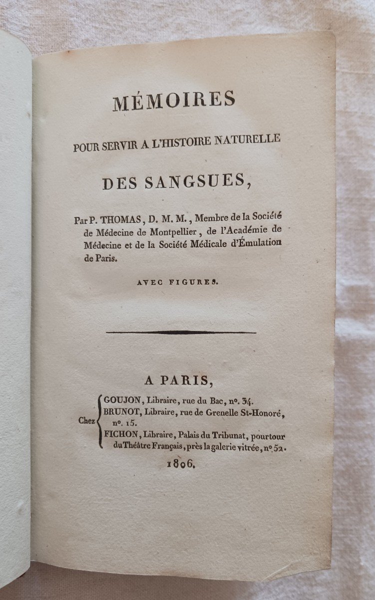 Mémoires Pour Servir à l'Histoire Naturelle Des Sangsues   /   1806