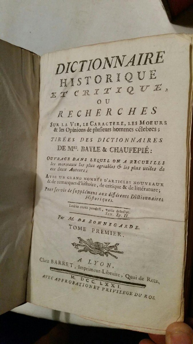 Proantic: Historical And Critical Dictionary By Bayle 1771