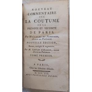 Nouveau Commentaire Sur La Coutume De La Prévoté Et Vicomté De Paris  1770   60 Euros