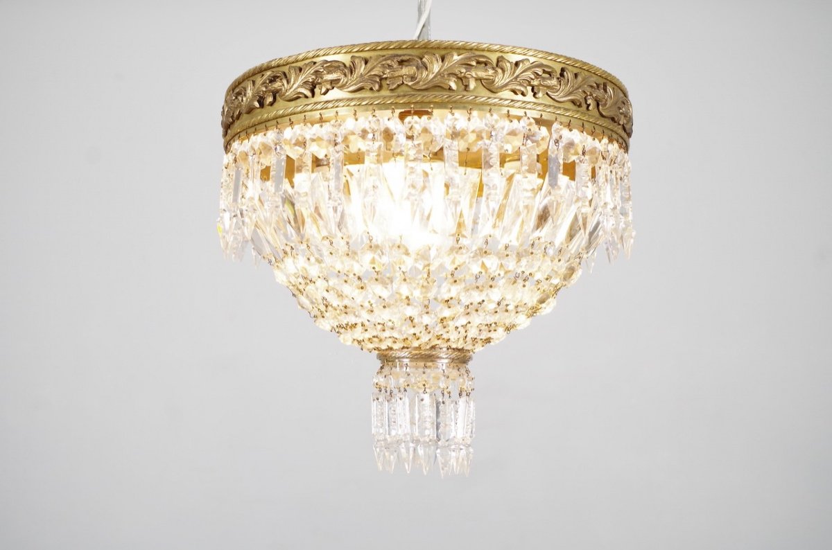 Plafonnier bronze et cristal style Baccarat-photo-4