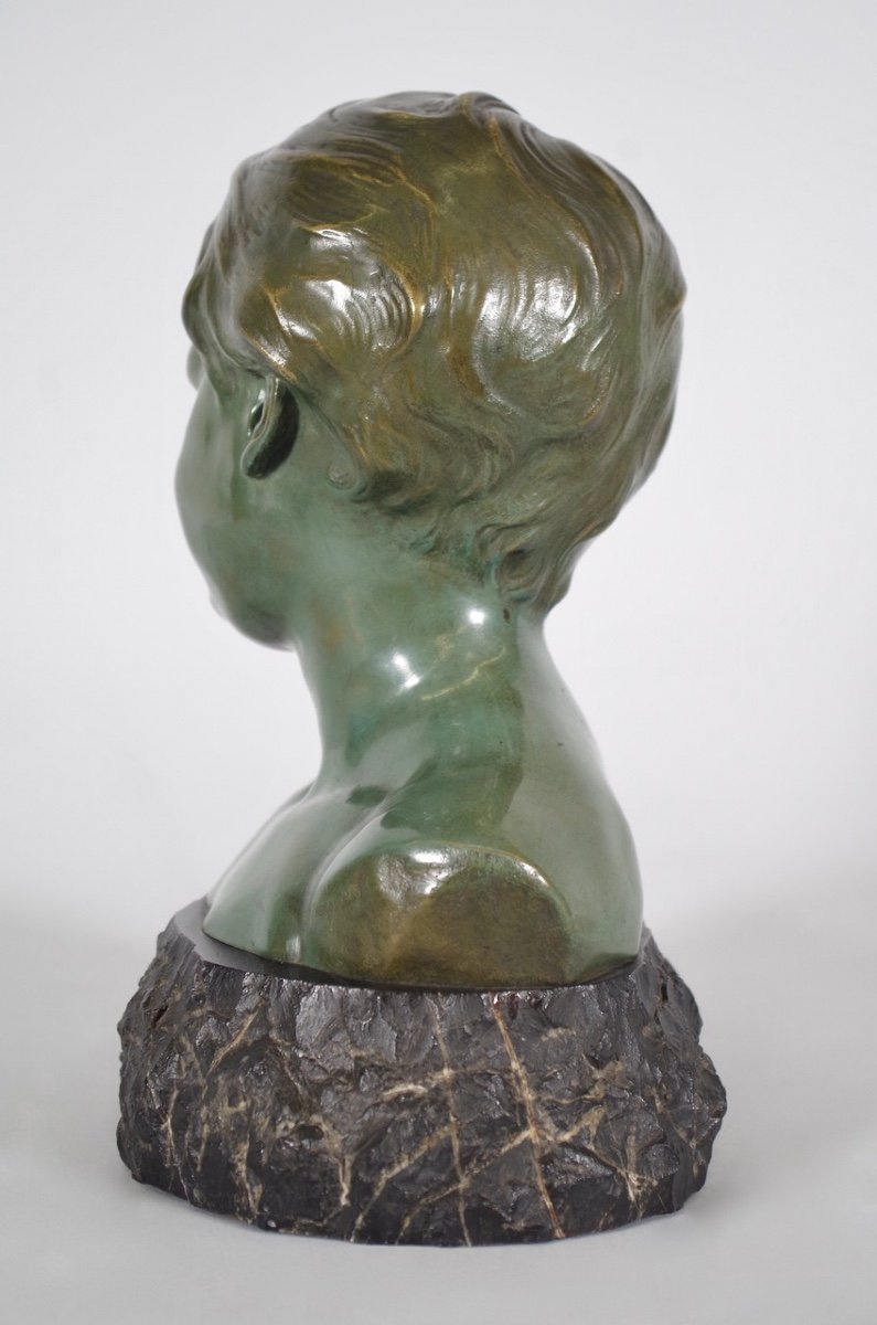 Léon Morice - Buste d'enfant en bronze -photo-4