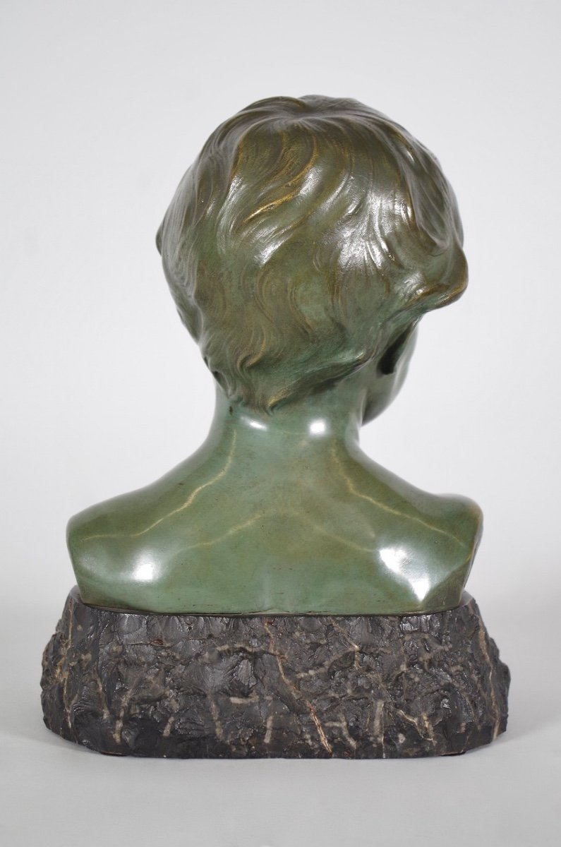 Léon Morice - Buste d'enfant en bronze -photo-1