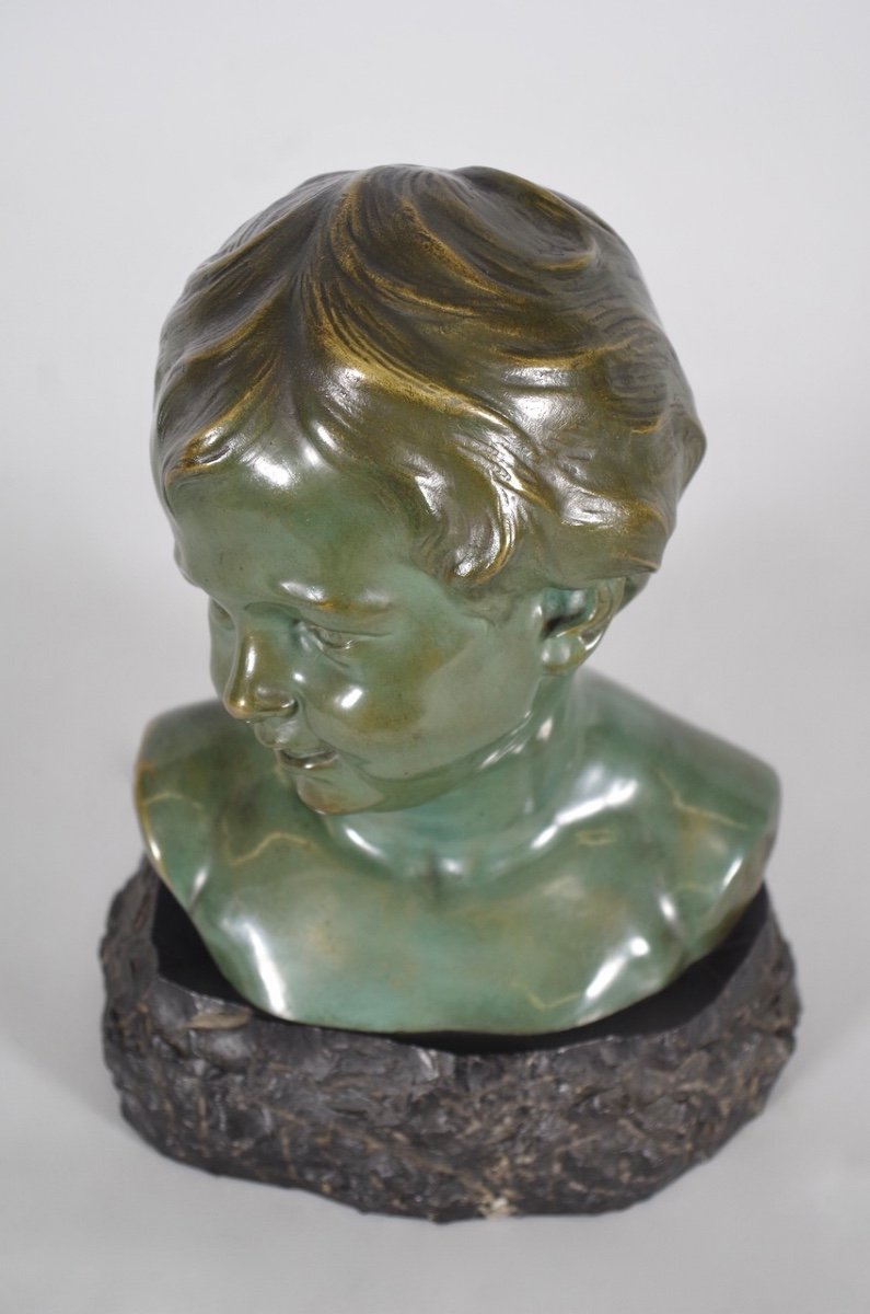 Léon Morice - Buste d'enfant en bronze -photo-4