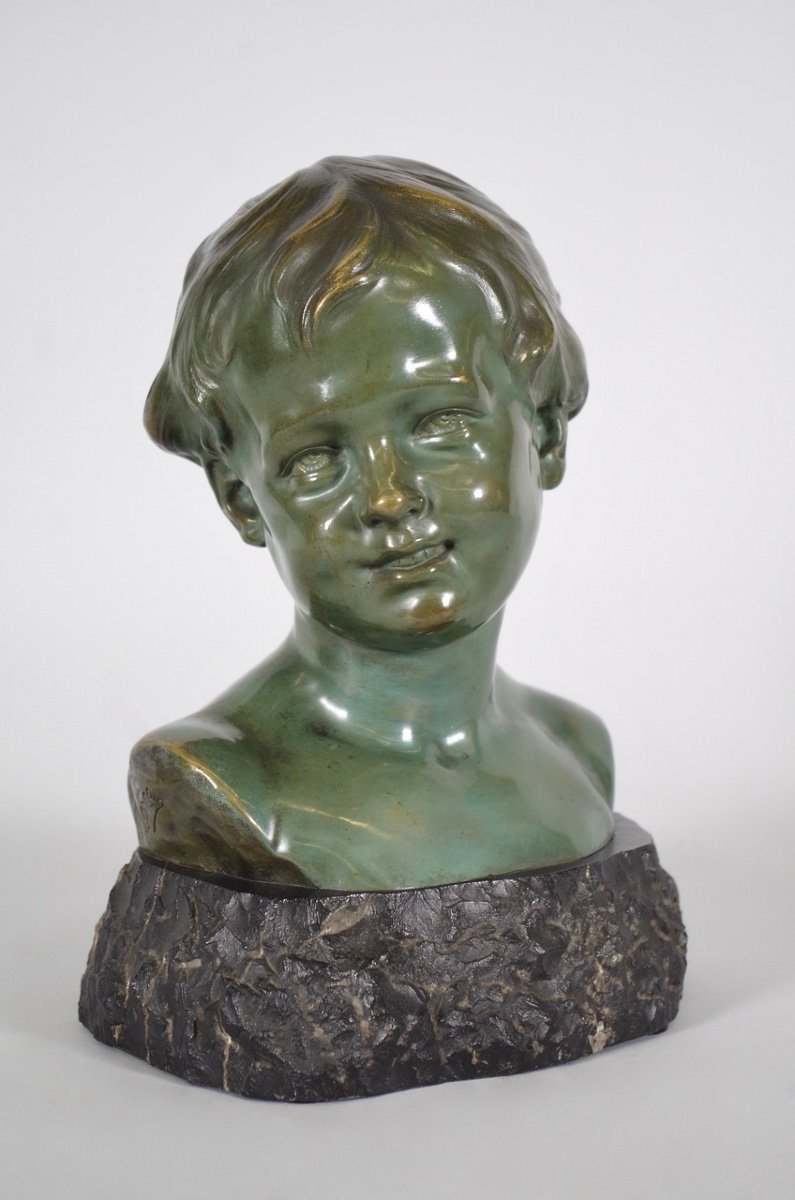 Léon Morice - Buste d'enfant en bronze 