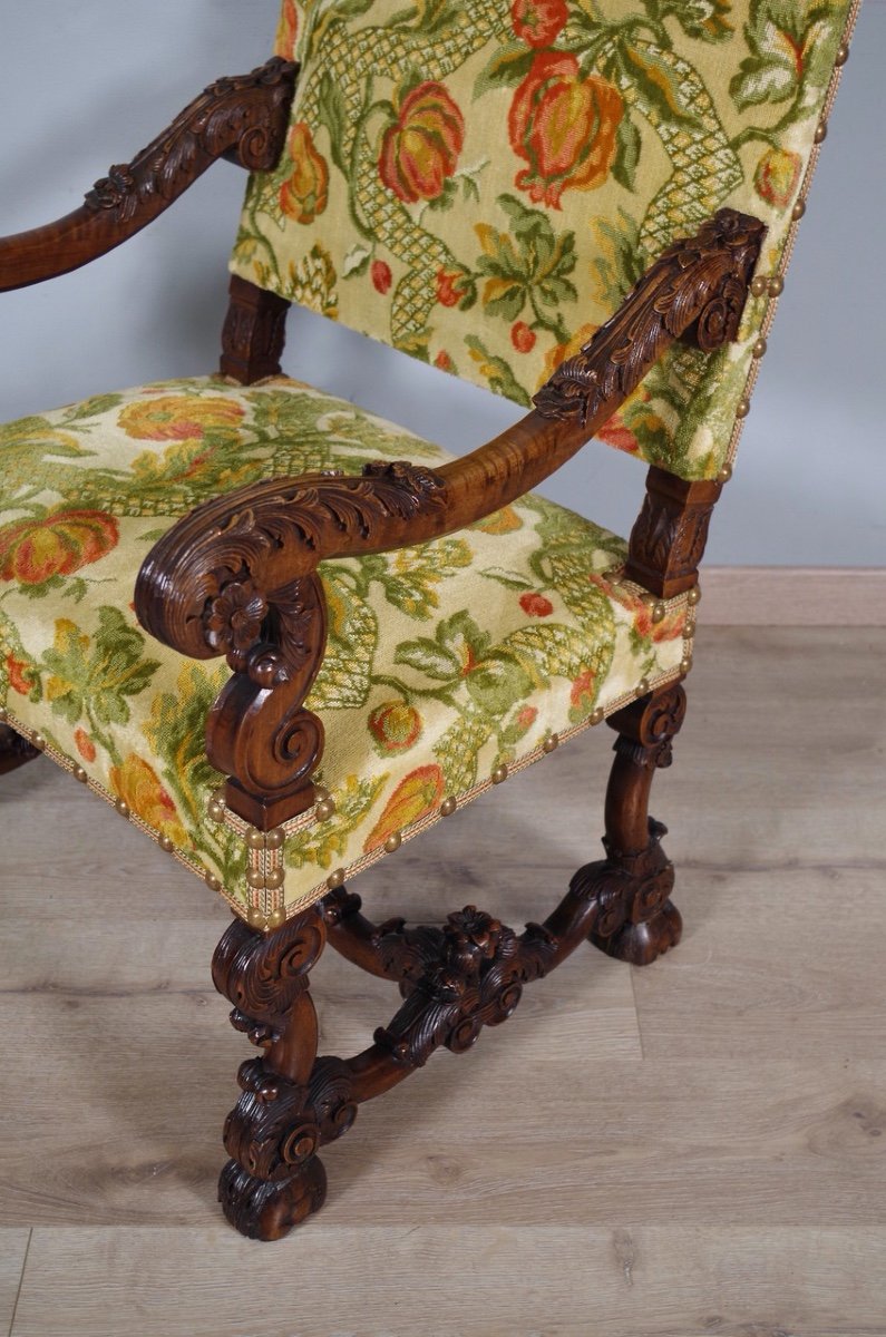 Fauteuil style Louis XIV velours de Gênes-photo-8