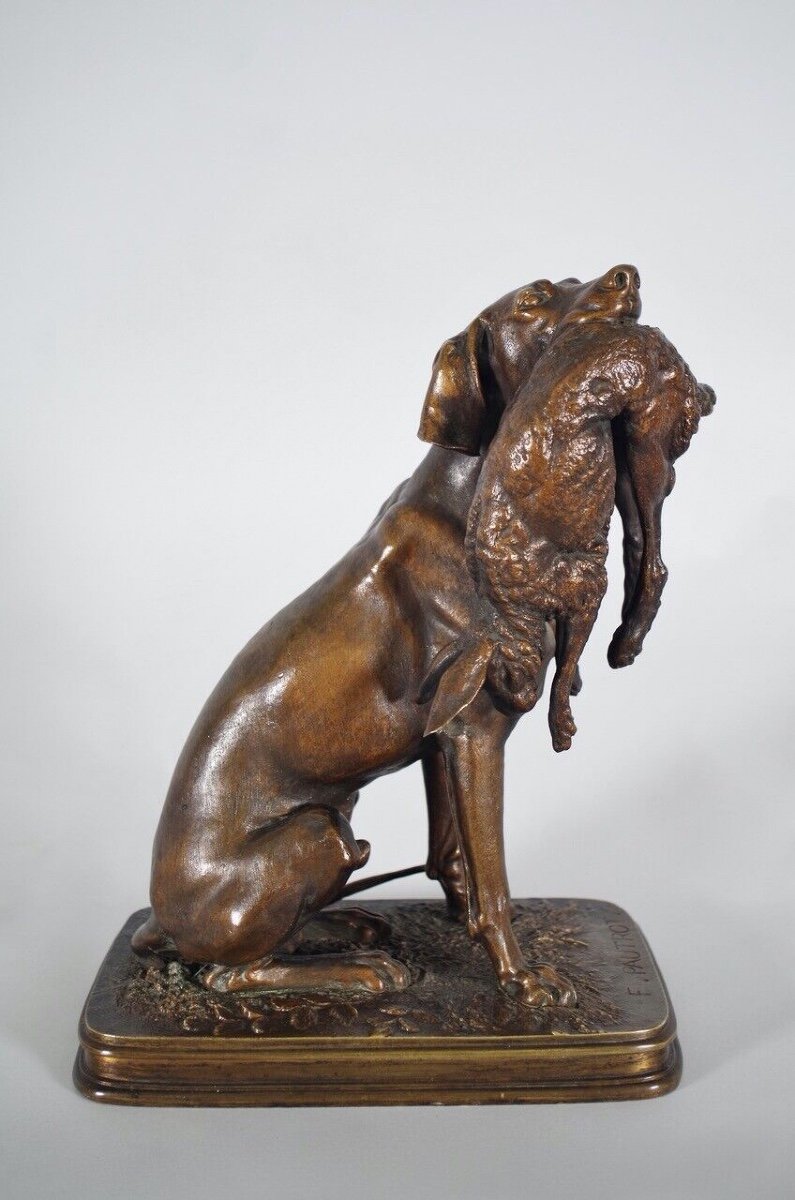 Ferdinand Pautrot - Braque au lièvre - Bronze