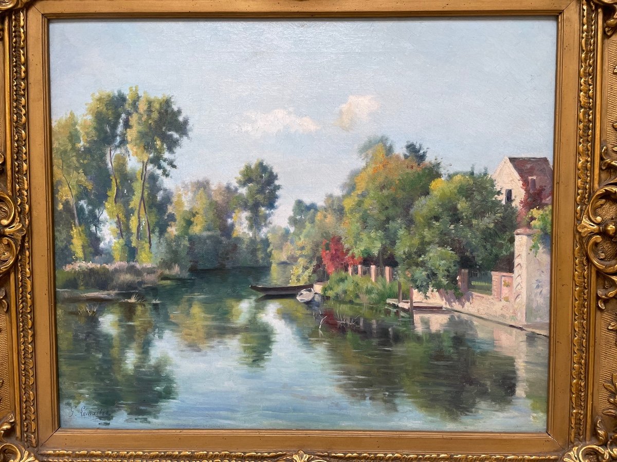 Gustave Lemaître: River Landscape-photo-2