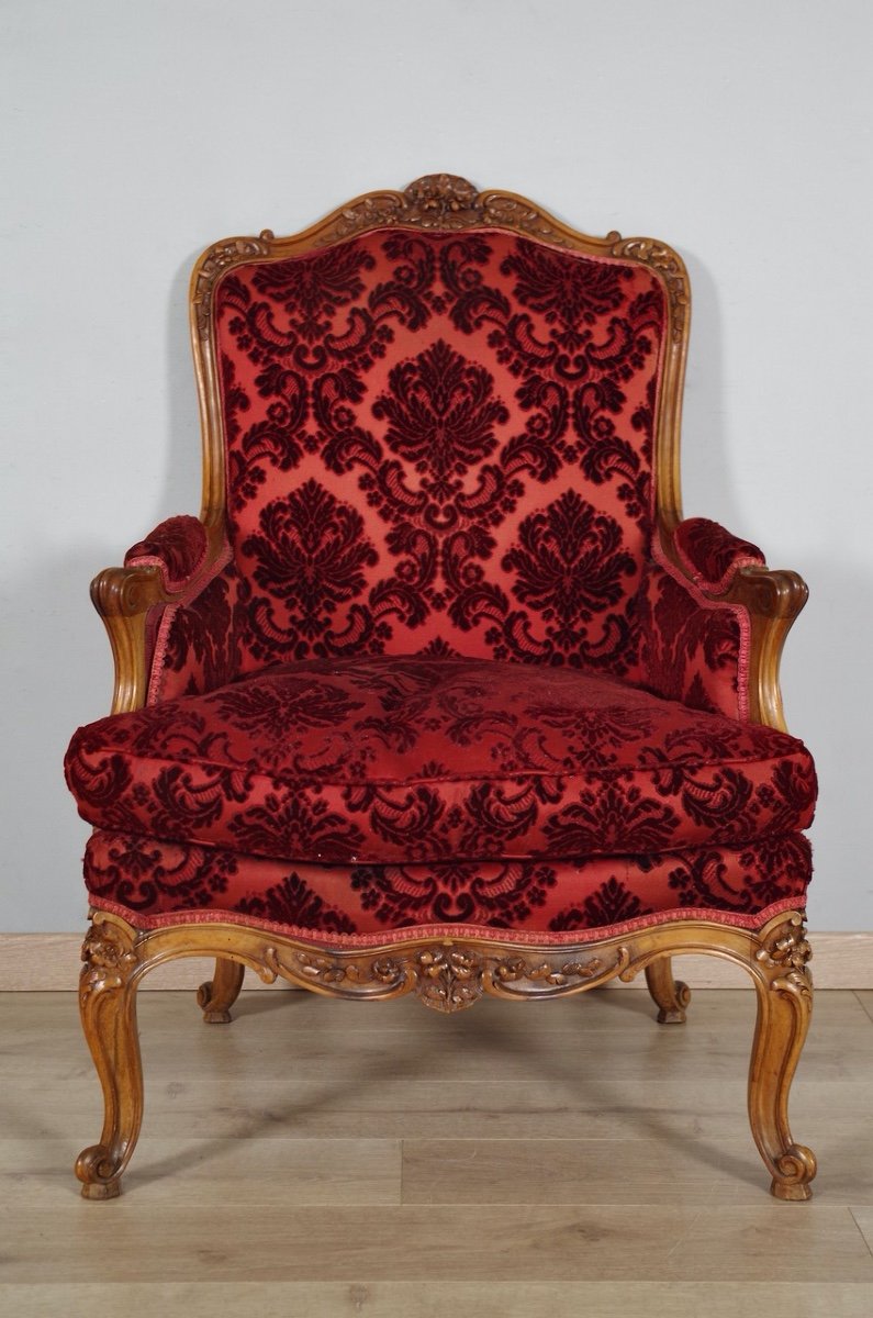 Bergere Style Louis XV Walnut 1900-photo-4