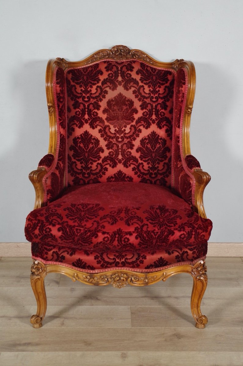 Pair Of Louis XV Style Walnut Armchairs 1900-photo-2