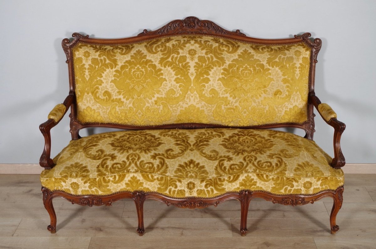 Walnut Louis XV Style Sofa 1900-photo-2