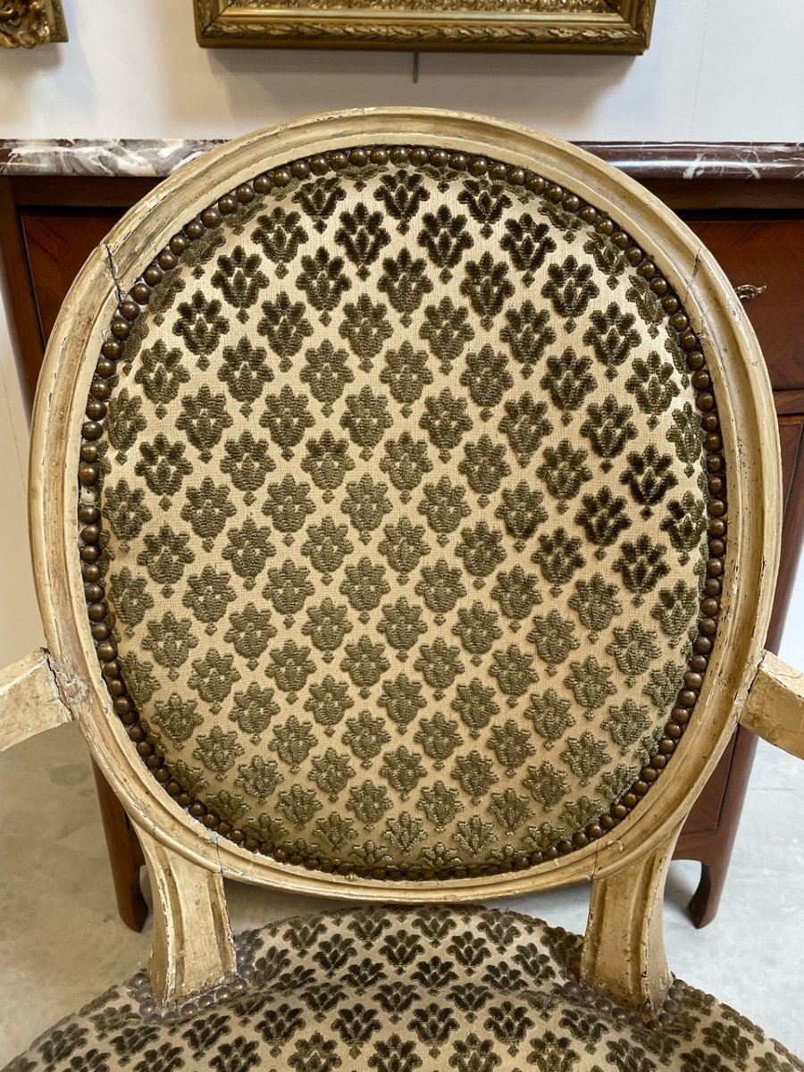 Fauteuil laqué époque Louis XVI-photo-2