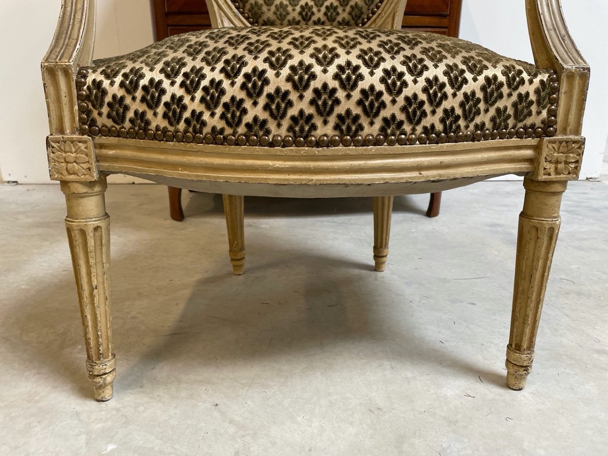 Fauteuil laqué époque Louis XVI-photo-4