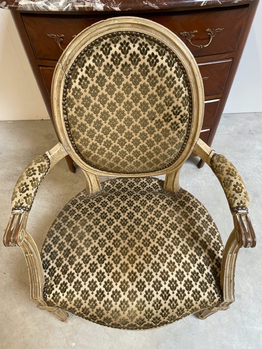 Fauteuil laqué époque Louis XVI-photo-1