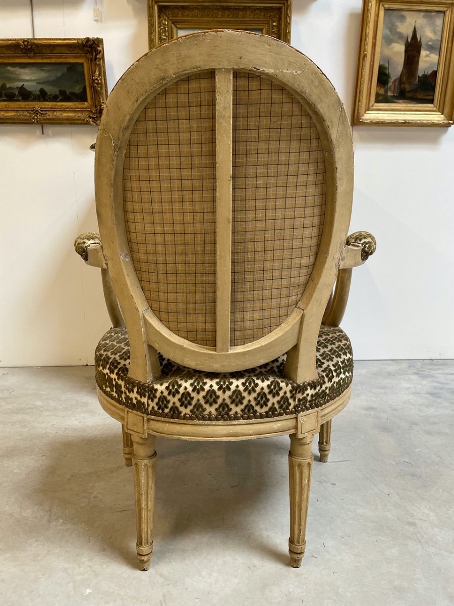 Fauteuil laqué époque Louis XVI-photo-7