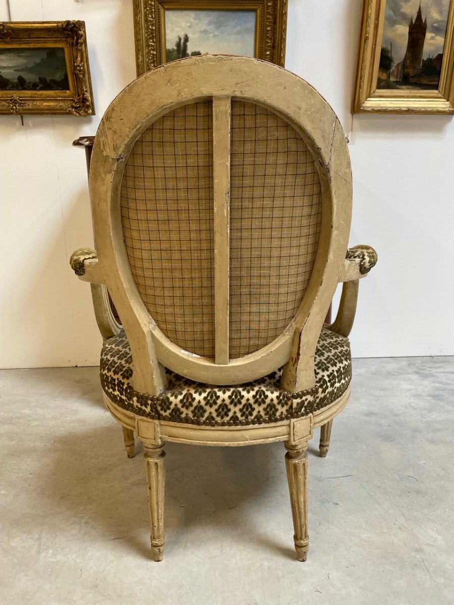 Fauteuil laqué époque Louis XVI-photo-8